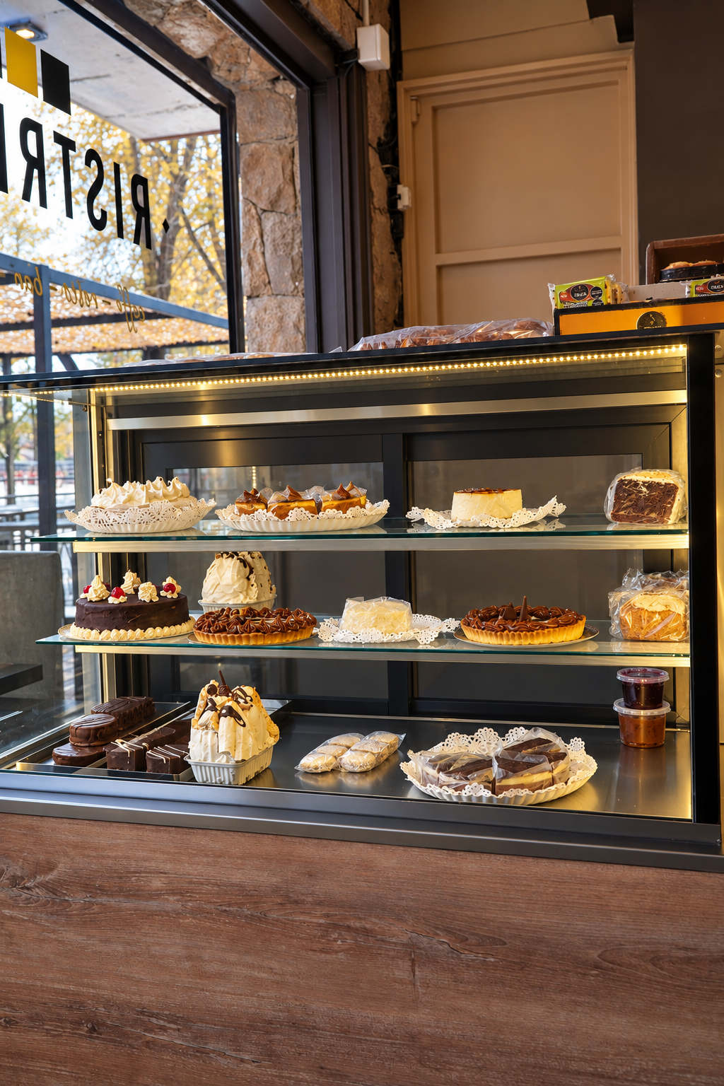 Vitrina de pastelería artesanal